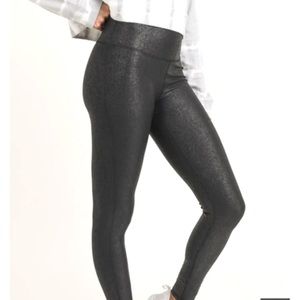 Mono B Black High Waist Pebble Print Faux Leather Leggings Size Medium